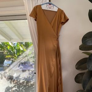 Krystal Satin Wrap Bridesmaids Dress in Gold from Baltic Born